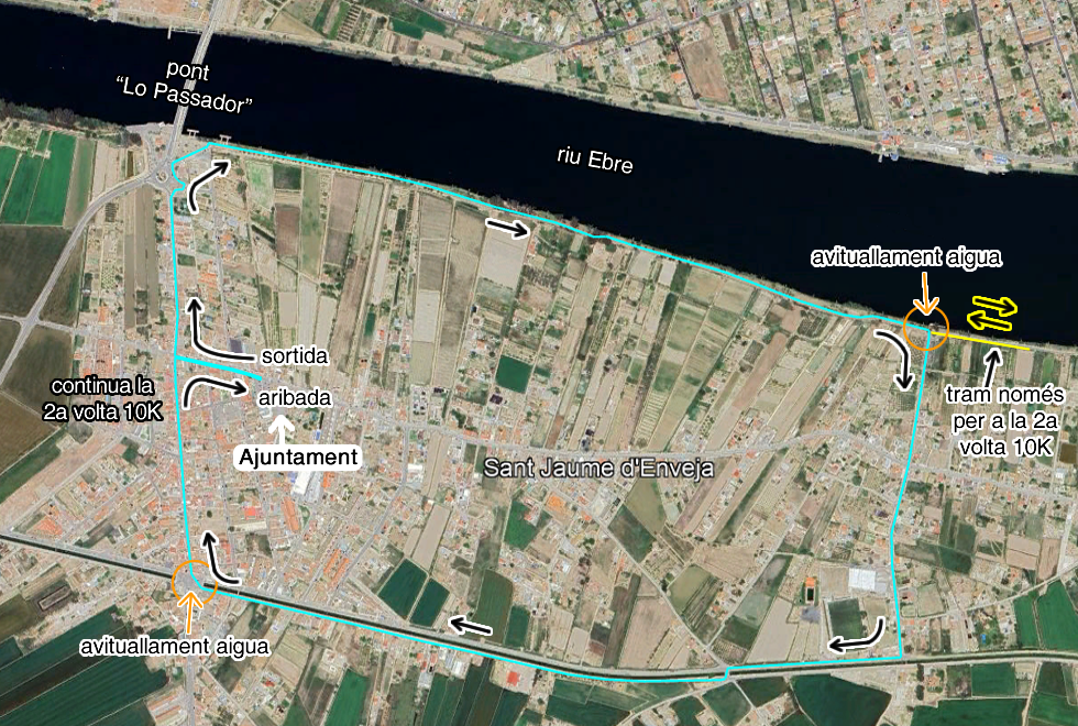 mapa del recorregut de la cursa urbana Jeroni Juan de Sant Jaume d'Enveja